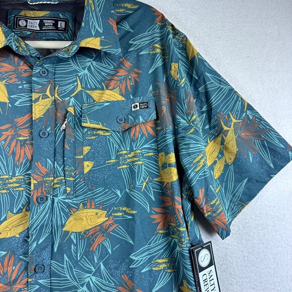 NWT Salty Crew Button Shirt Mens L Tech Woven Fishing Coastal Skate Beach Casual - Picture 2 of 11